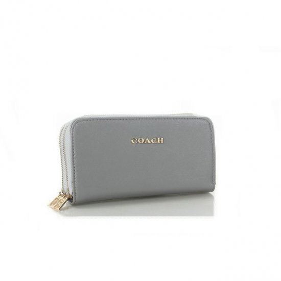 Coach Double Zip In Saffiano Small Grey Wallets FFO | Women